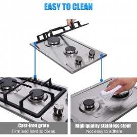 2 Burner Propane Gas Cooktop, 12 Inch LPG/NG Dual Fuel Built-in Gas St