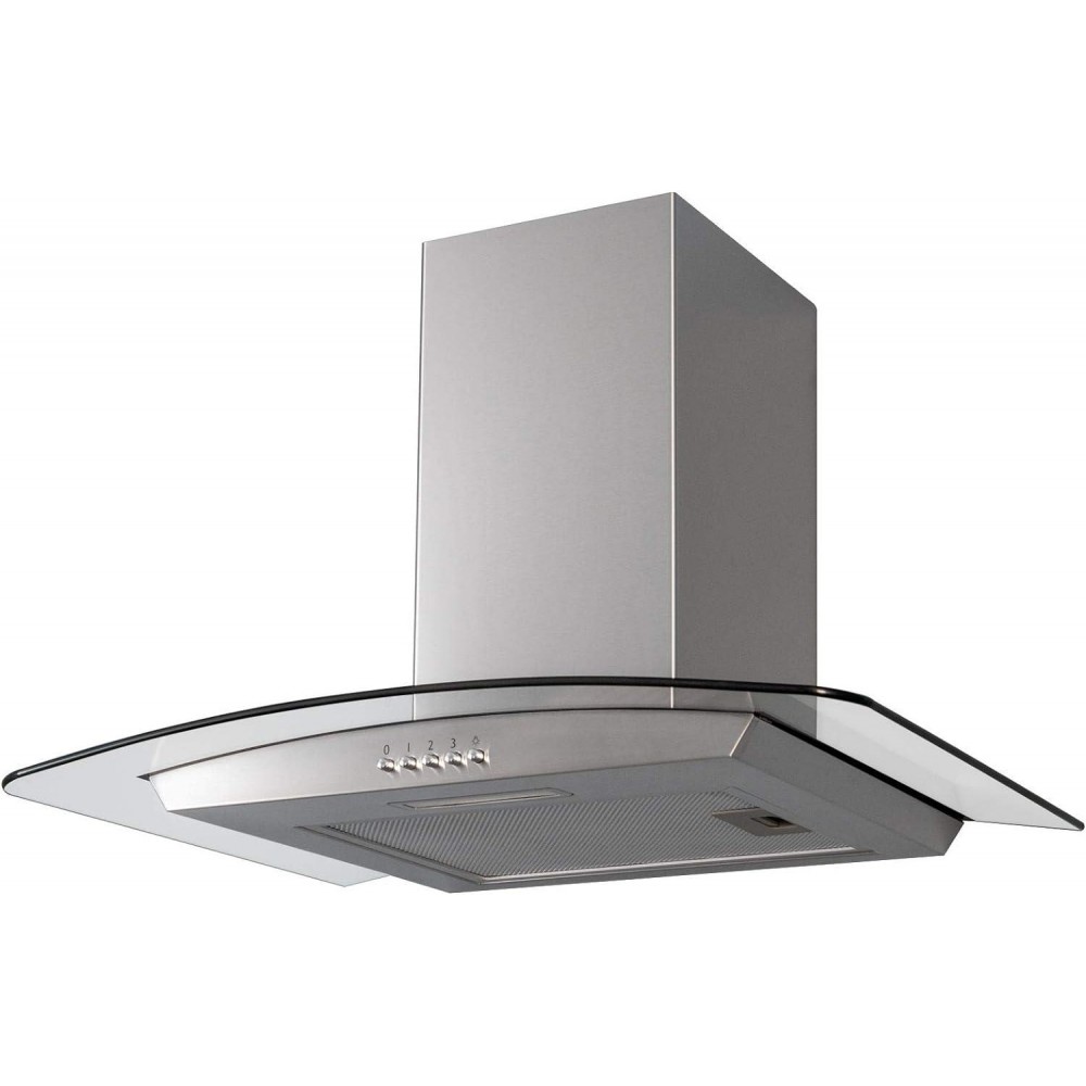 SIA CGH70SS 70cm Curved Glass Stainless Steel Chimney Cooker Hood Extr