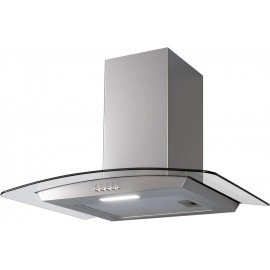SIA CGH70SS 70cm Curved Glass Stainless Steel Chimney Cooker Hood Extr