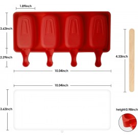 Ice Lolly Moulds 2Pcs, 4 Cavities Oval Lollipop Moulds, Non-Stick Cake