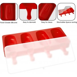 Ice Lolly Moulds 2Pcs, 4 Cavities Oval Lollipop Moulds, Non-Stick Cake