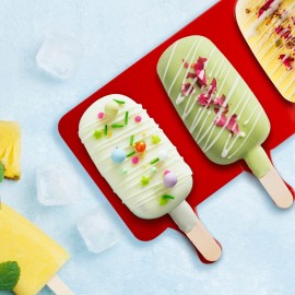 Ice Lolly Moulds 2Pcs, 4 Cavities Oval Lollipop Moulds, Non-Stick Cake