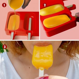 Ice Lolly Moulds 2Pcs, 4 Cavities Oval Lollipop Moulds, Non-Stick Cake