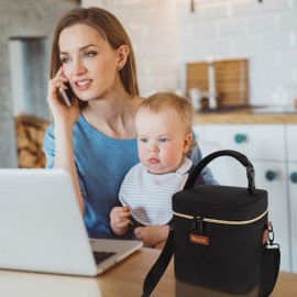 Mancro Breastmilk Cooler Bag with Ice Pack, Fits 6 Baby Bottles Up to