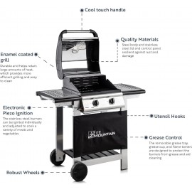 Fire Mountain 2 Burner Gas BBQ - Small Gas BBQ, Compact, Perfect for S