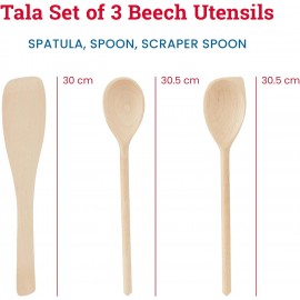 Tala Set of 3 Wooden Cooking Utensils - FSC¨ Beech Wooden Spatulas for