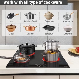 Noxton Ceramic Cooktop, Built-in 4 Burners Electric Stove Electric Coo