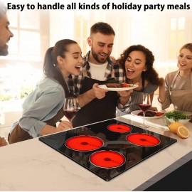 Noxton Ceramic Cooktop, Built-in 4 Burners Electric Stove Electric Coo