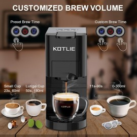 KOTLIE Espresso 4in1 Coffee Machine for Nespresso Original/Dolce Gusto