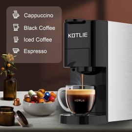 KOTLIE Espresso 4in1 Coffee Machine for Nespresso Original/Dolce Gusto