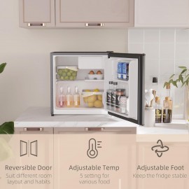 HOMCOM 46 Litre Table Top Mini Fridge, Small Fridge with Ice Box, Reve