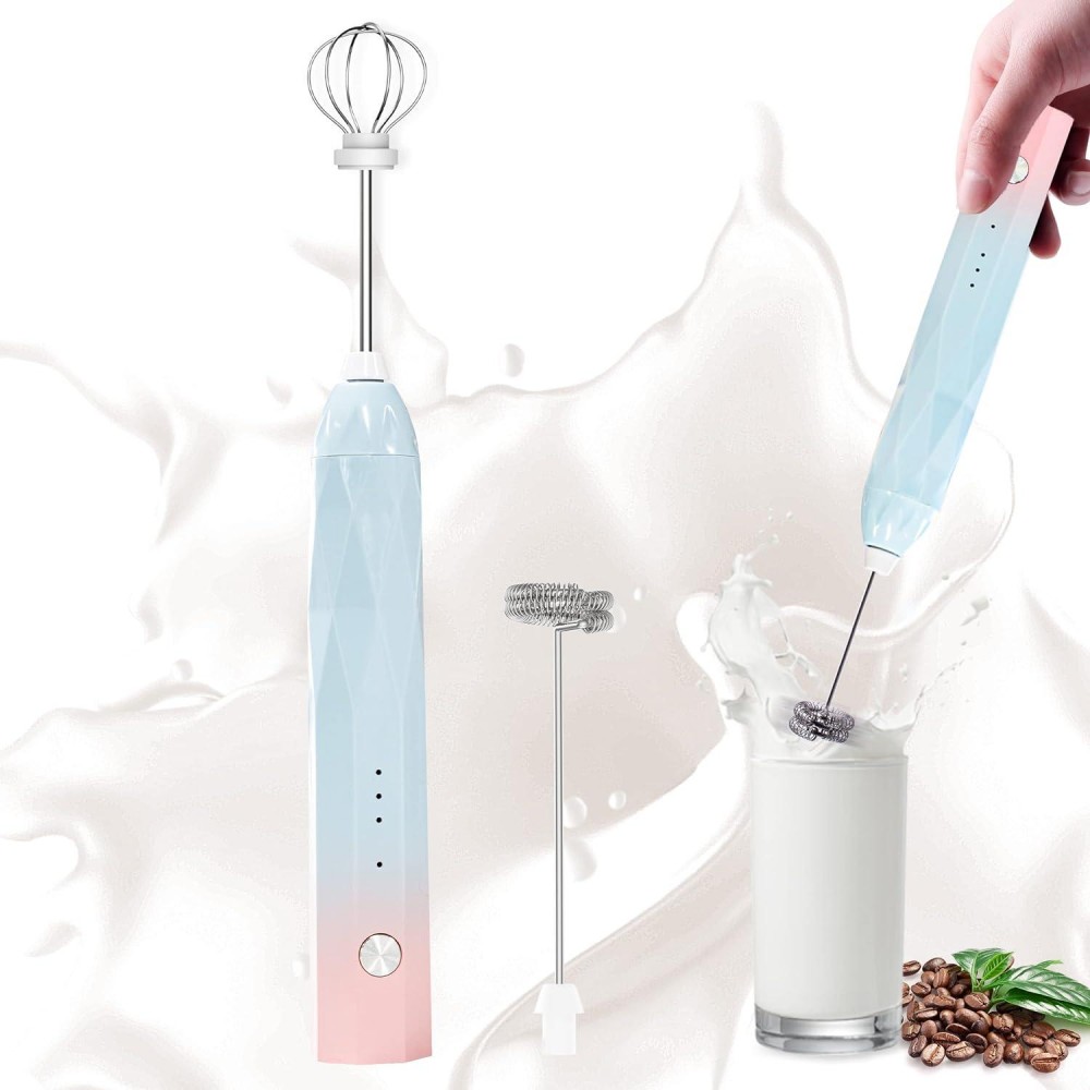 Milk Frother Rechargeable Handheld Electric Whisk Coffee Frother Mixer