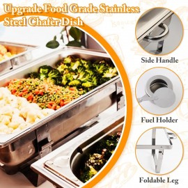 6 Pcs Chafing Dish Buffet Set, 8 Qt Stainless Steel Buffet Servers and