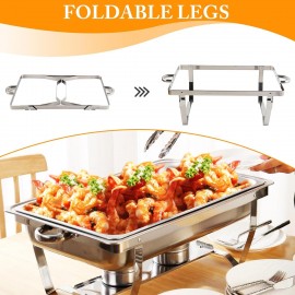 6 Pcs Chafing Dish Buffet Set, 8 Qt Stainless Steel Buffet Servers and